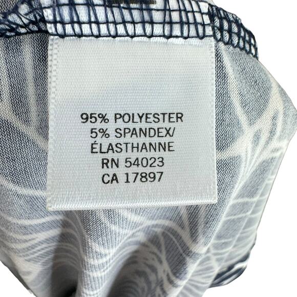 Banana Republic Navy Blue White Floral 3/4 Sleeve Draped Neck Stretchy Dress S - Picture 6 of 7